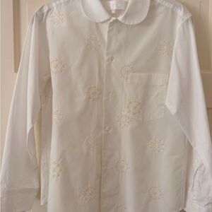 Chic White Embroidered Women's Blouse